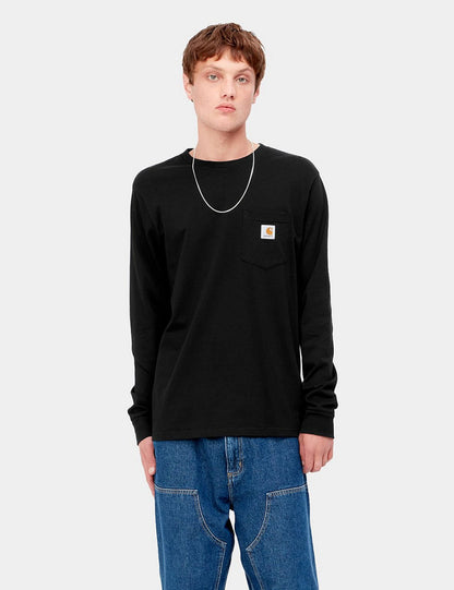 T-shirt à manches longues avec poche - Noir