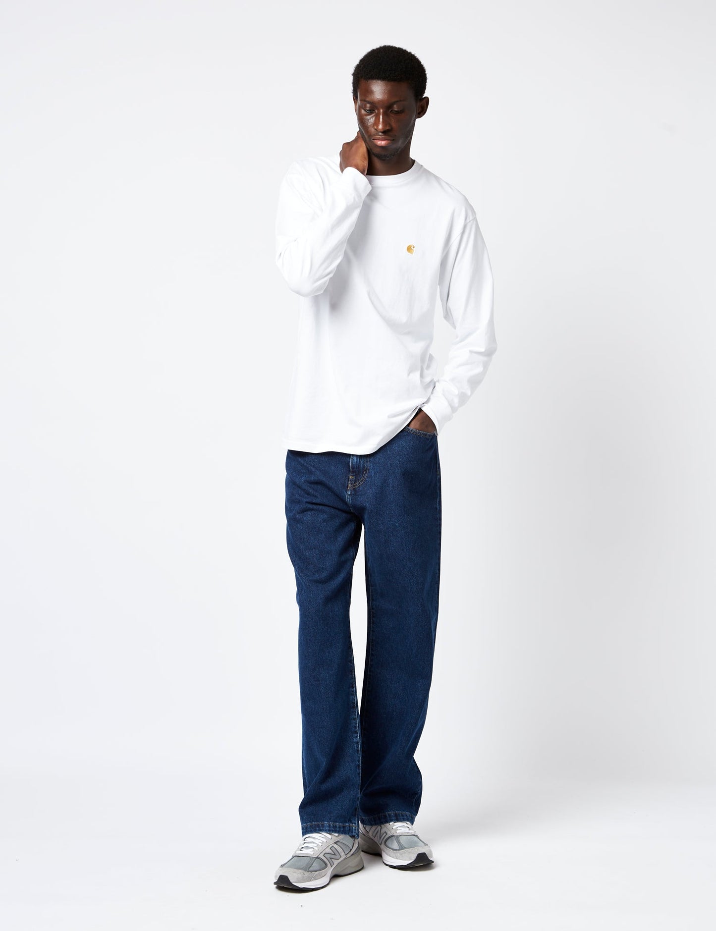 Pantalon Landon (coupe ample fuselée) - Bleu délavé