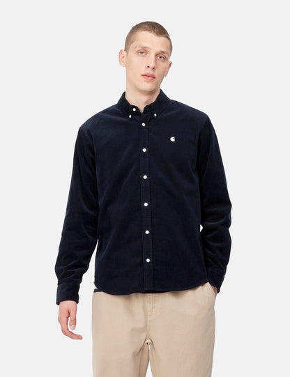 Chemise Madison (Côtelé fin) - Bleu marine foncé/Blanc