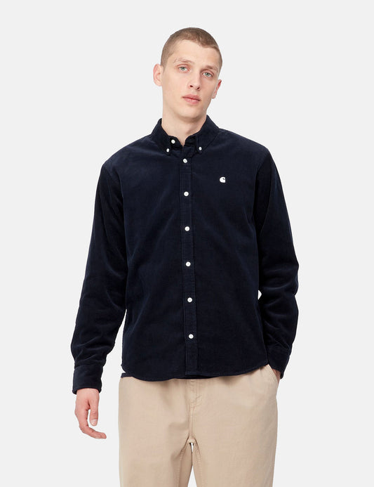 Chemise Madison (Côtelé fin) - Bleu marine foncé/Blanc