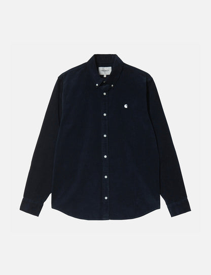Chemise Madison (Côtelé fin) - Bleu marine foncé/Blanc
