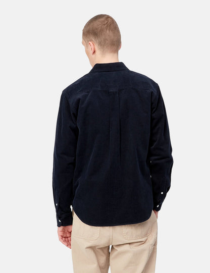 Chemise Madison (Côtelé fin) - Bleu marine foncé/Blanc