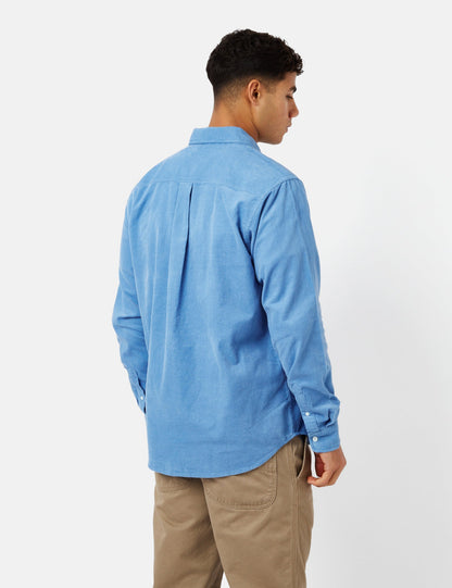 Chemise Madison (Fine Corde) - Bleu Piscine/Blanc