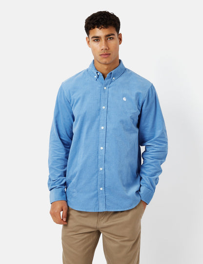Chemise Madison (Fine Corde) - Bleu Piscine/Blanc