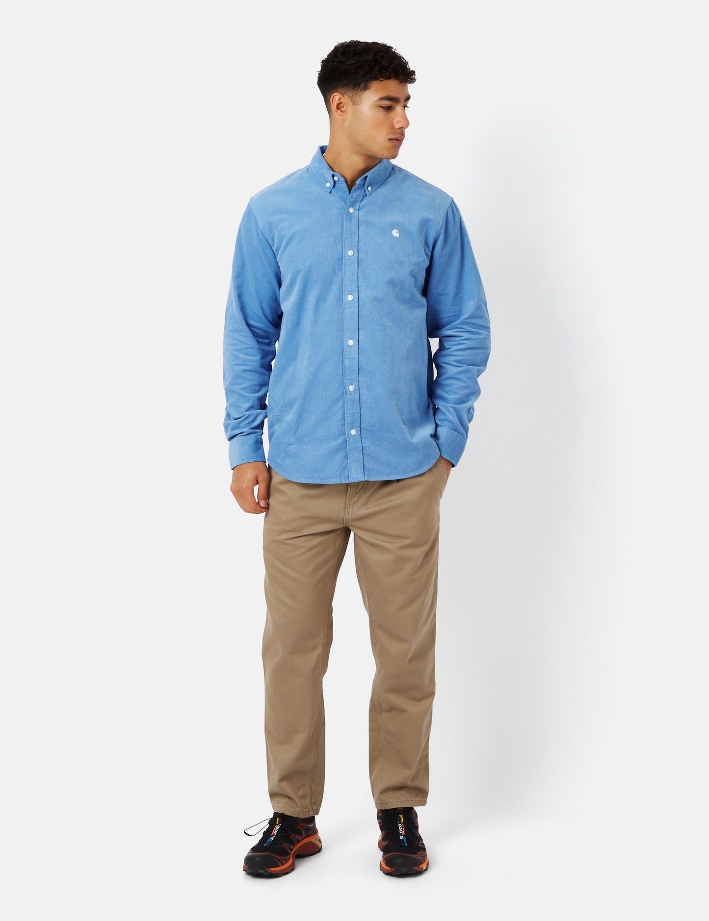 Chemise Madison (Fine Corde) - Bleu Piscine/Blanc