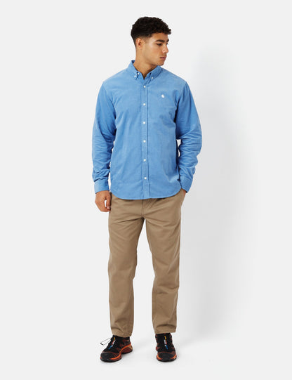 Chemise Madison (Fine Corde) - Bleu Piscine/Blanc
