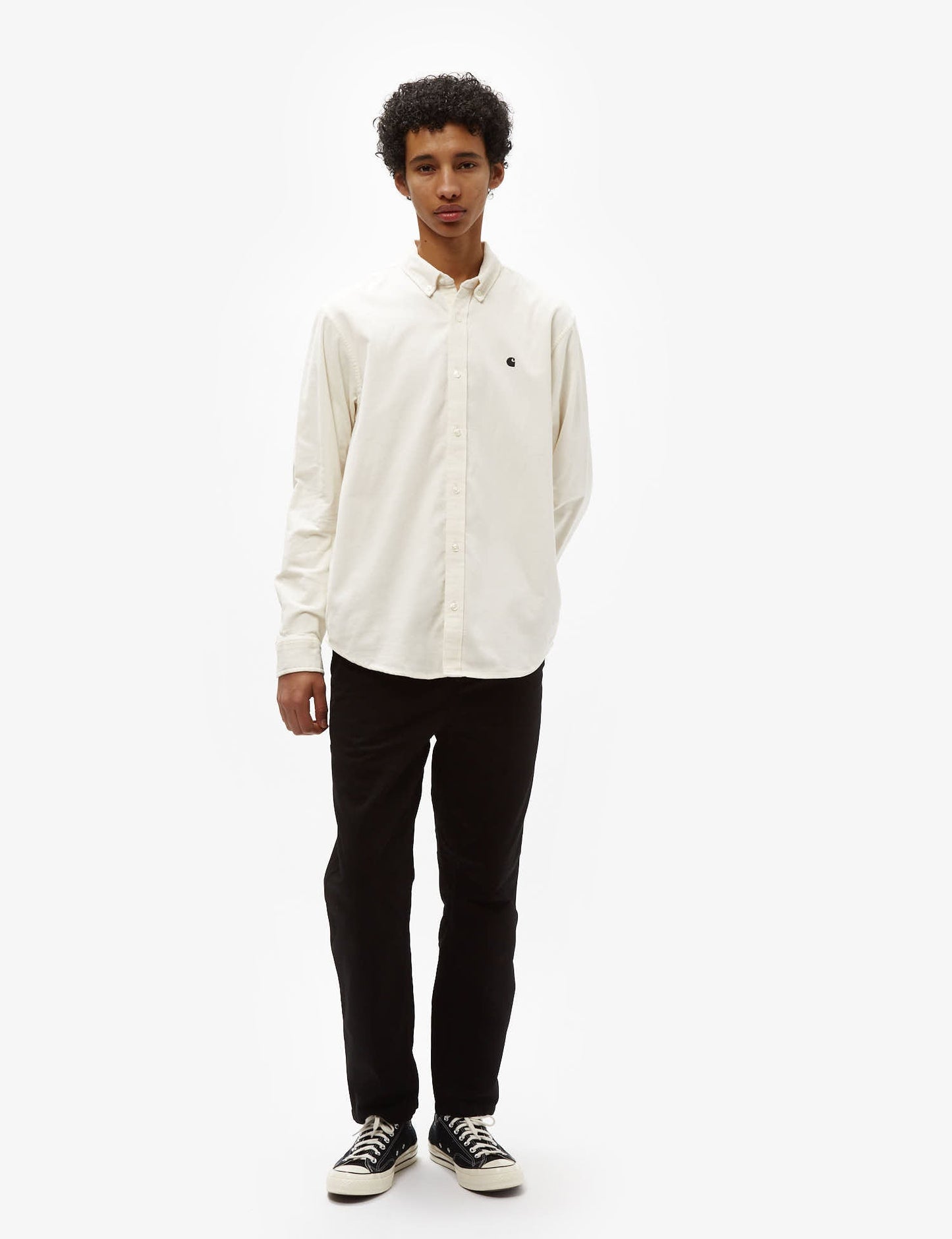 Chemise en velours côtelé Madison (coupe regular) - Cire/Noir