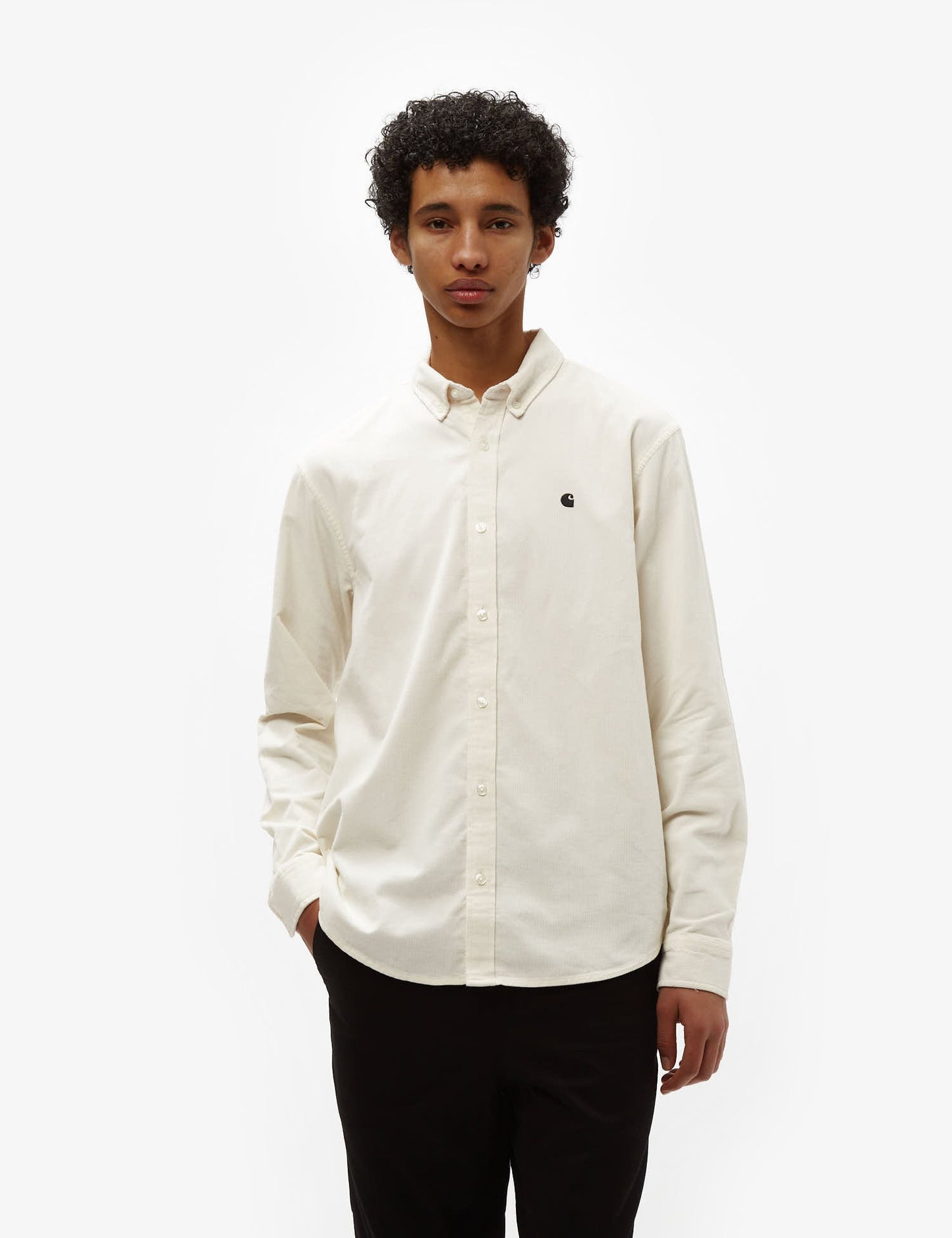 Chemise en velours côtelé Madison (coupe regular) - Cire/Noir