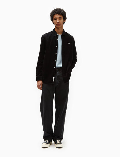 Chemise en velours côtelé Madison (coupe regular) - Noir/Ciré