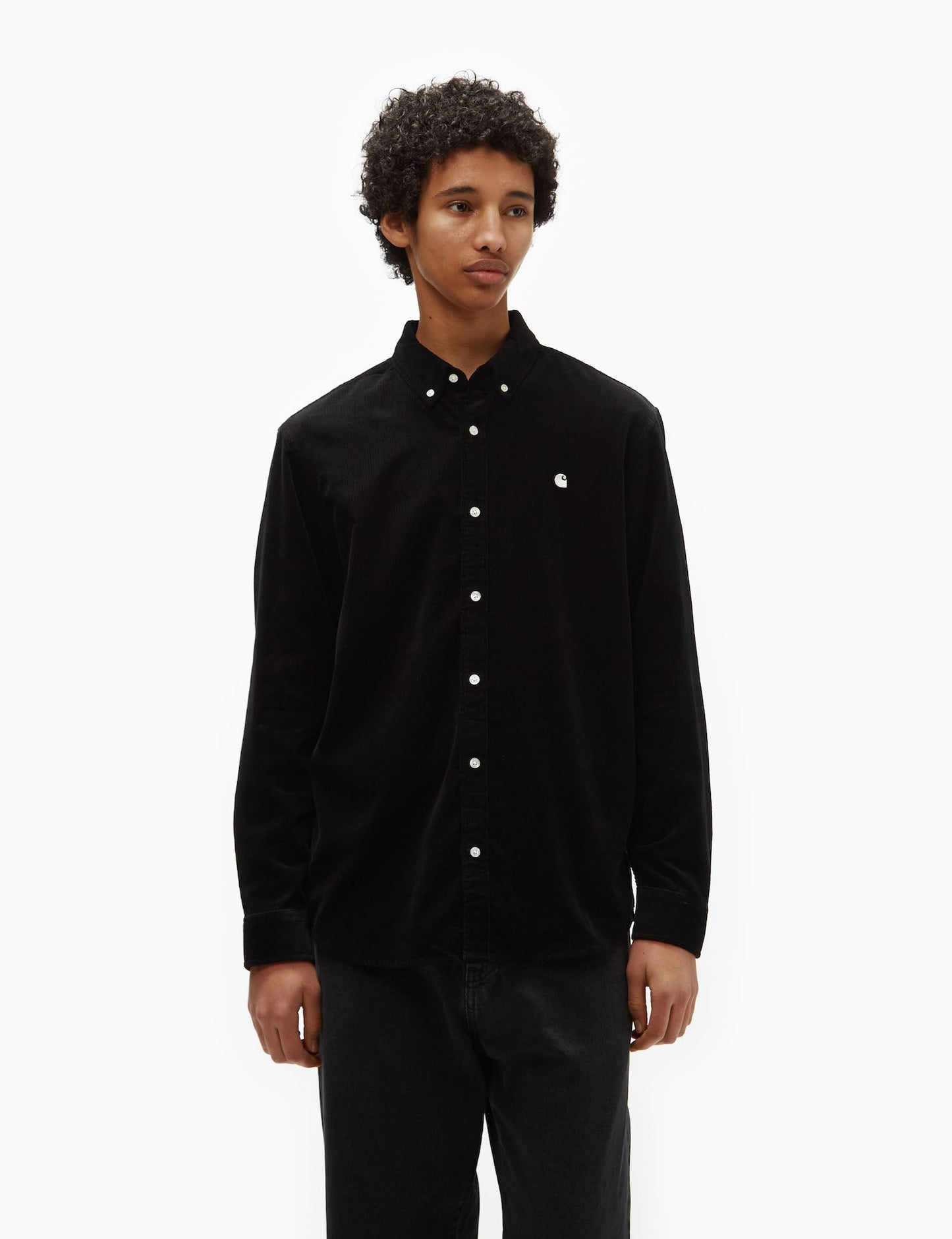 Chemise en velours côtelé Madison (coupe regular) - Noir/Ciré