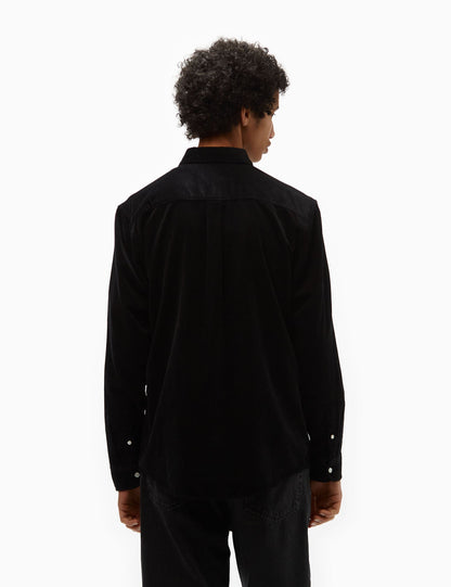 Chemise en velours côtelé Madison (coupe regular) - Noir/Ciré