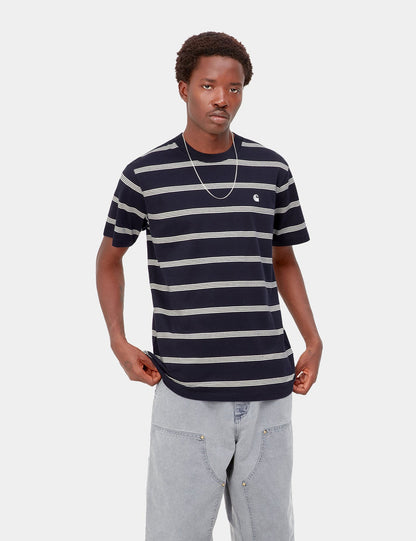 T-shirt rayé Glover - Bleu marine foncé/Wax/Wax