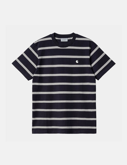 T-shirt rayé Glover - Bleu marine foncé/Wax/Wax