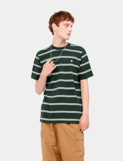 T-shirt Glover rayé - Vert Genévrier/Cire/Cire