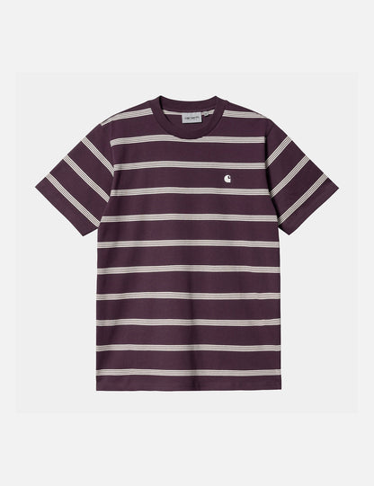 T-shirt Glover rayé - Violet prune foncé/Cire/Cire
