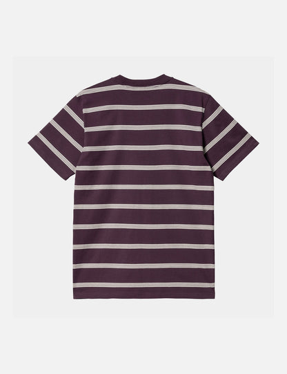 T-shirt Glover rayé - Violet prune foncé/Cire/Cire