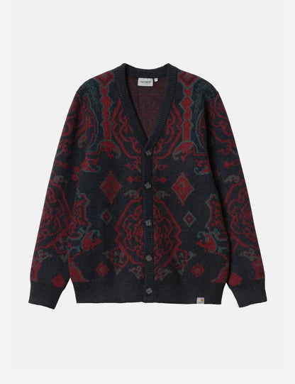 Cardigan Verse (jacquard Verse) - Bleu marine foncé