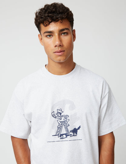 T-shirt Lucky Painter - Gris chiné cendré/Bleu Enzian