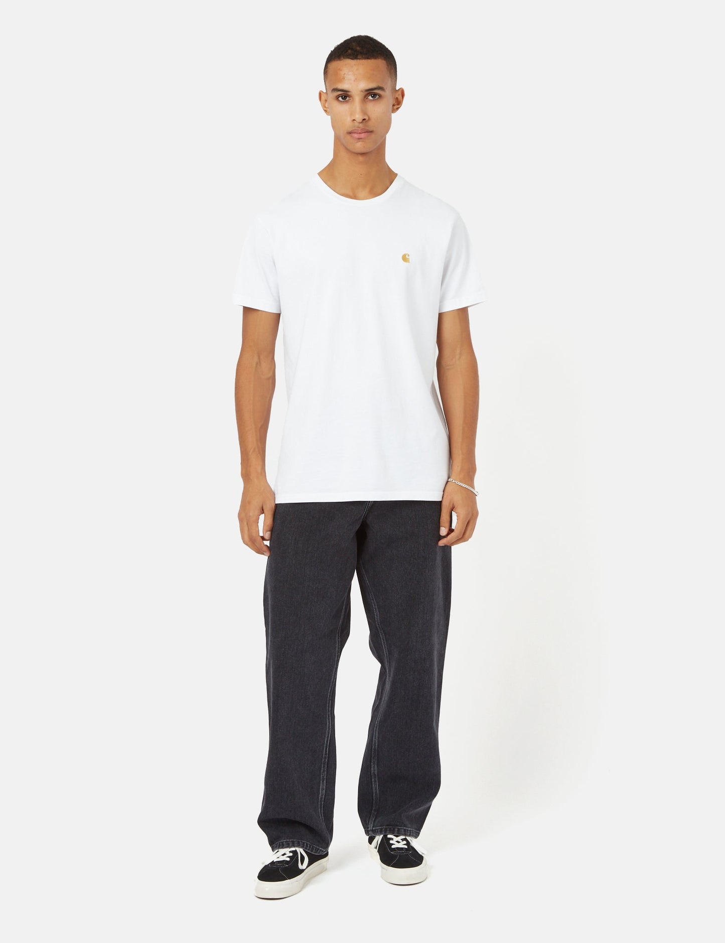 Pantalon en jean à un genou (coupe décontractée) - Noir