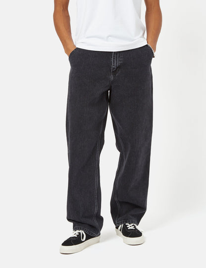 Pantalon en jean à un genou (coupe décontractée) - Noir