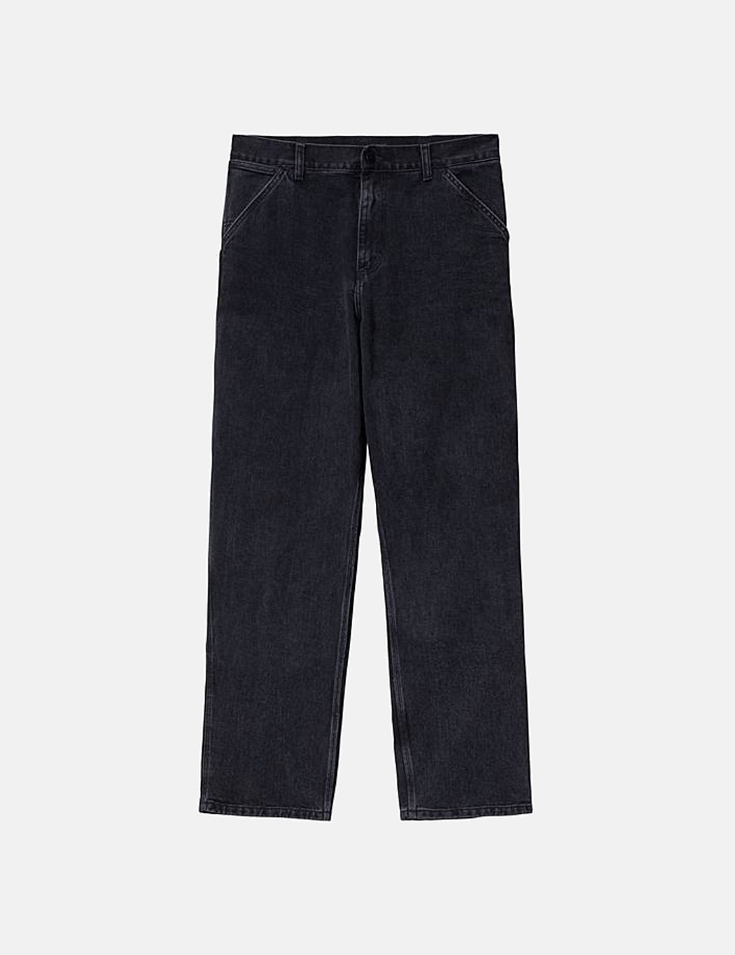Pantalon en jean à un genou (coupe décontractée) - Noir
