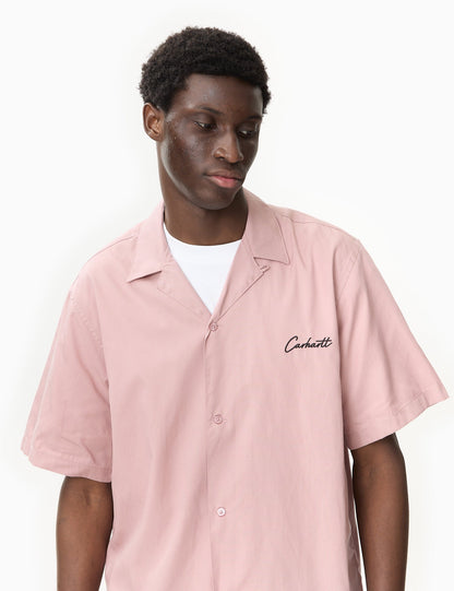 Chemise Delray à manches courtes - Rose nacré/Noir