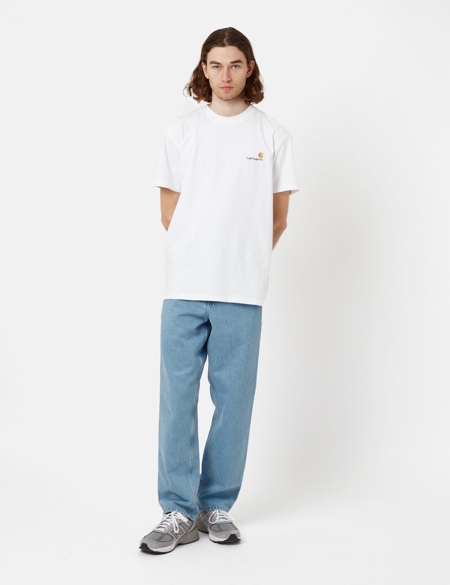 Pantalon ample à genoux simples - Bleu délavé "Heavy Stone"