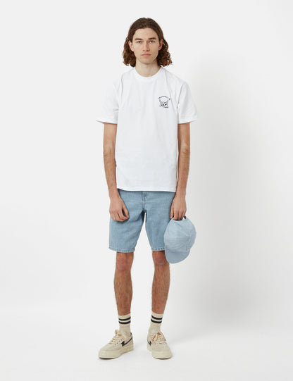Shorts à genoux simples (Biologiques) - Délavé à la pierre bleu foncé