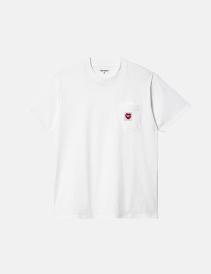 T-shirt Cœur de poche (ample) - Blanc