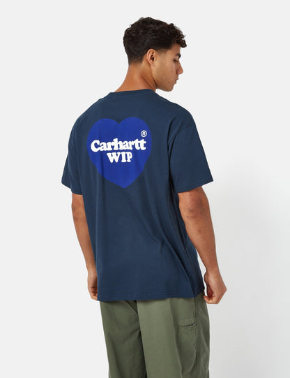 T-shirt Double Cœur (Bio) - Bleu