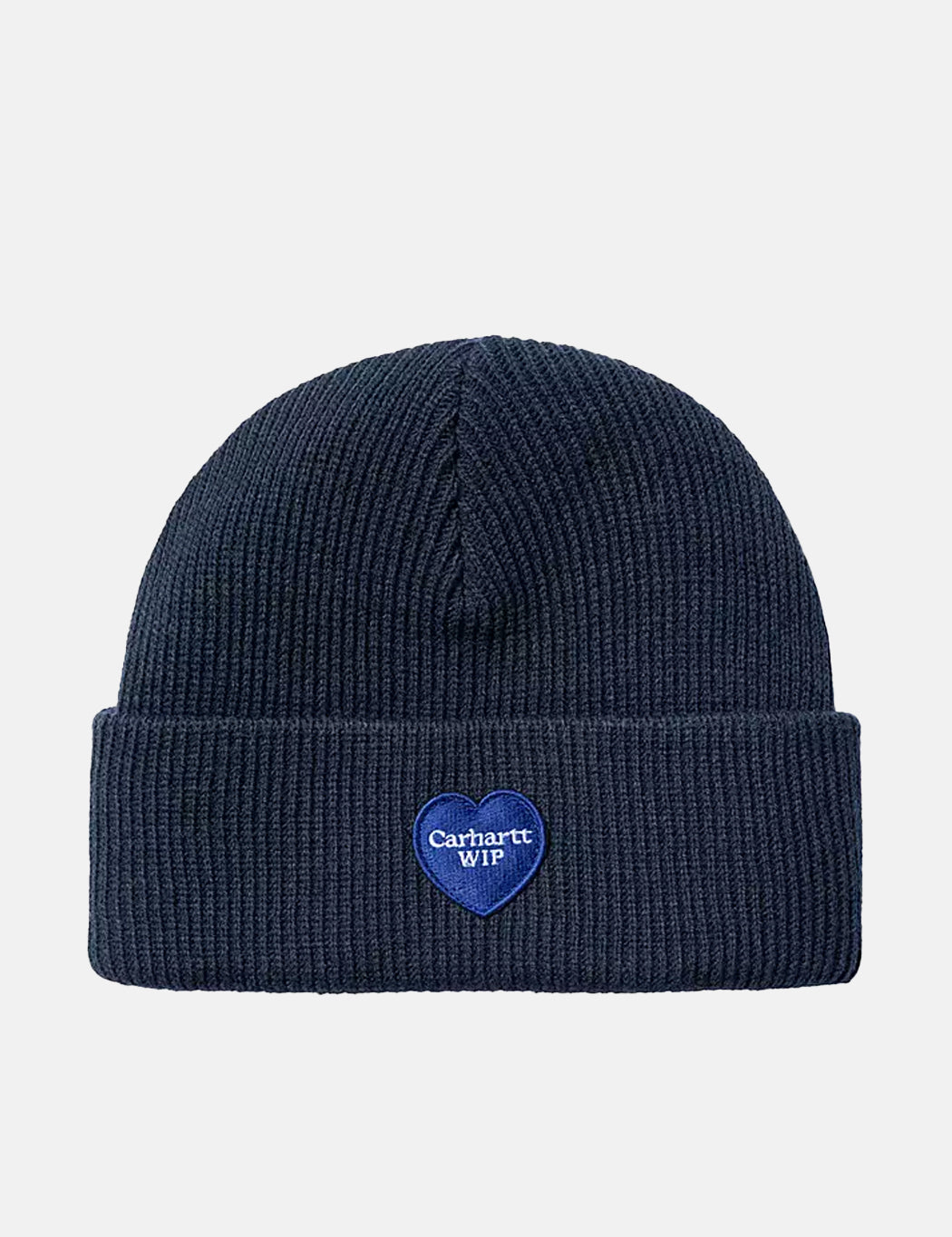 Bonnet en tricot motif cœur - Bleu