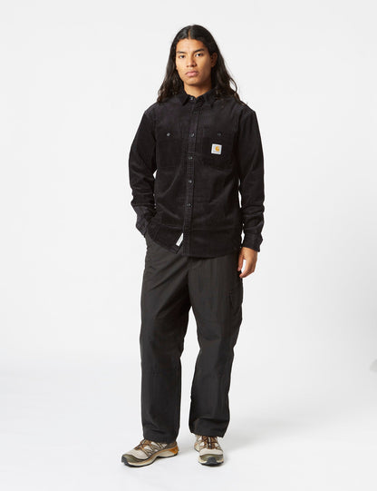 Chemise Rhodes à manches longues (ample, velours côtelé) - Noir