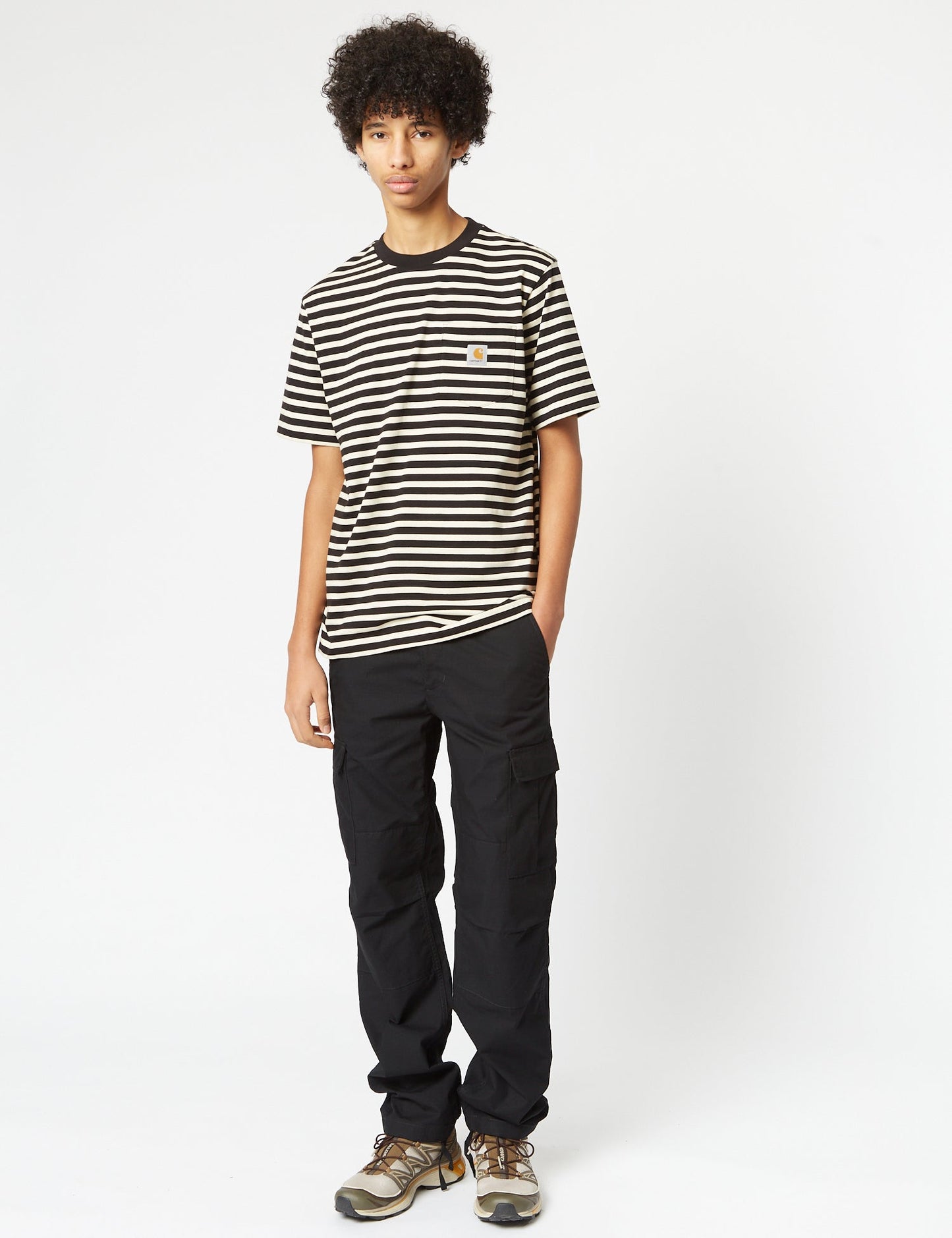 T-shirt Seidler Pocket (rayures Seidler) - Gris sel/Noir