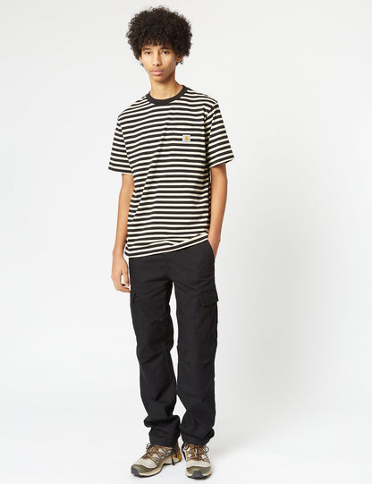 T-shirt Seidler Pocket (rayures Seidler) - Gris sel/Noir