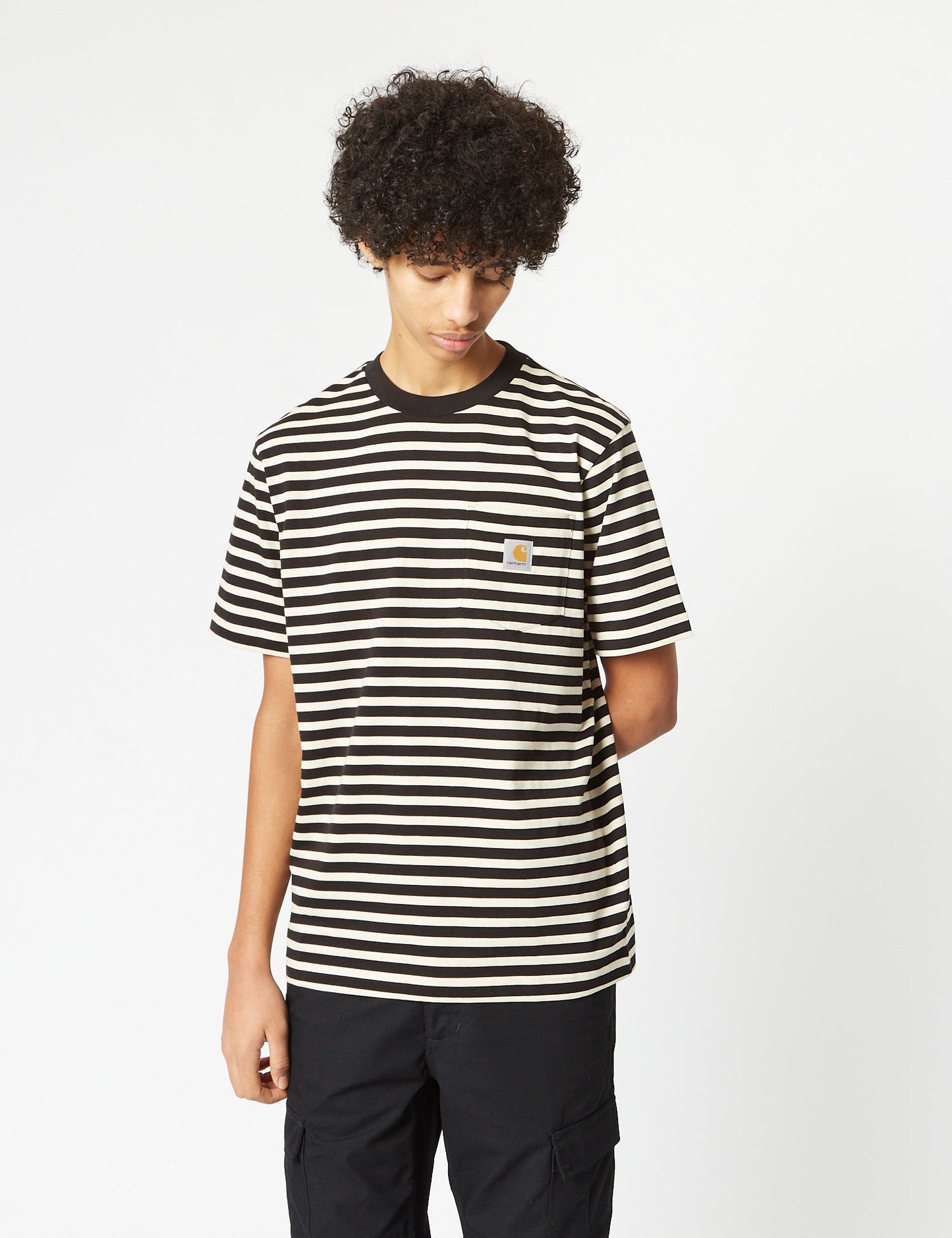 T-shirt Seidler Pocket (rayures Seidler) - Gris sel/Noir