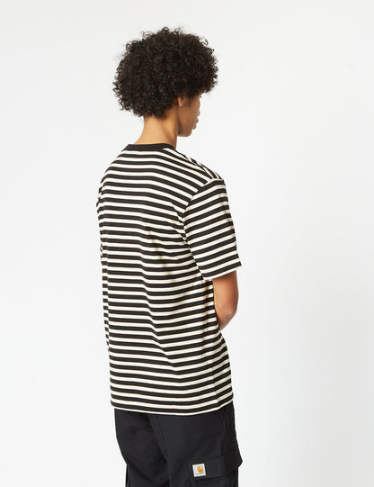 T-shirt Seidler Pocket (rayures Seidler) - Gris sel/Noir