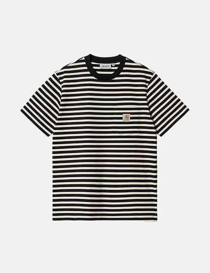 T-shirt Seidler Pocket (rayures Seidler) - Gris sel/Noir
