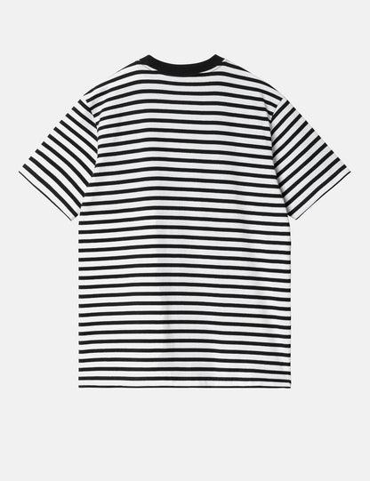 T-shirt Seidler à poche rayée - Noir/Blanc
