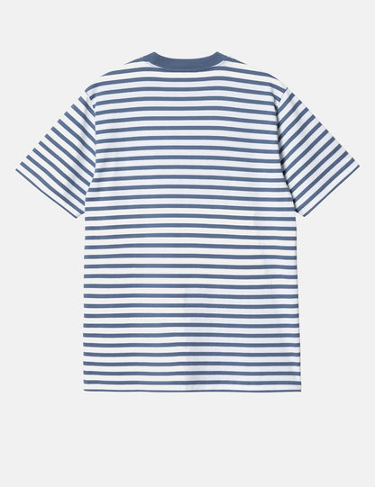 T-shirt Seidler à Poche Rayée - Bleu Sorrente