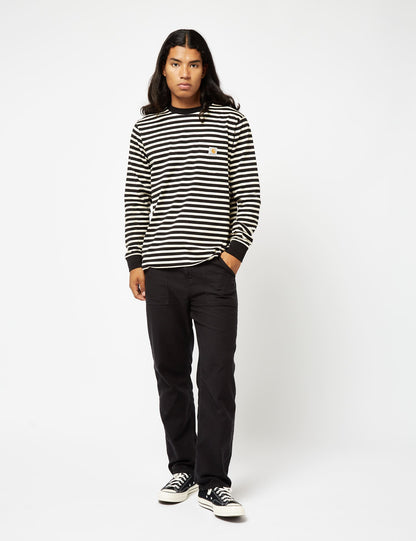 T-shirt à manches longues Seidler Pocket (Seidler Stripe) - Gris sel/noir