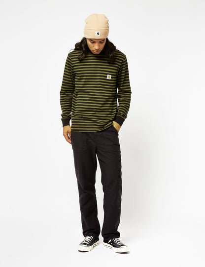 T-shirt à manches longues Seidler Pocket (Seidler à rayures) - Vert bruyère