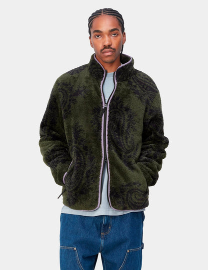 Veste de survêtement Jebson (grand motif cachemire) - Vert végétal/Violet vitreux