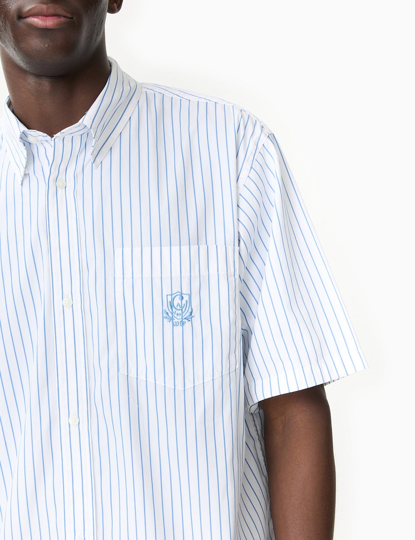 Chemise à manches courtes Linus rayée - Bleu délavé