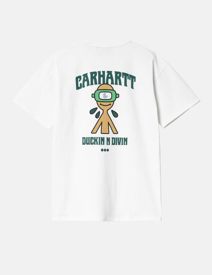 T-shirt Duckin' (Coupe ample) - Blanc teint en pièce
