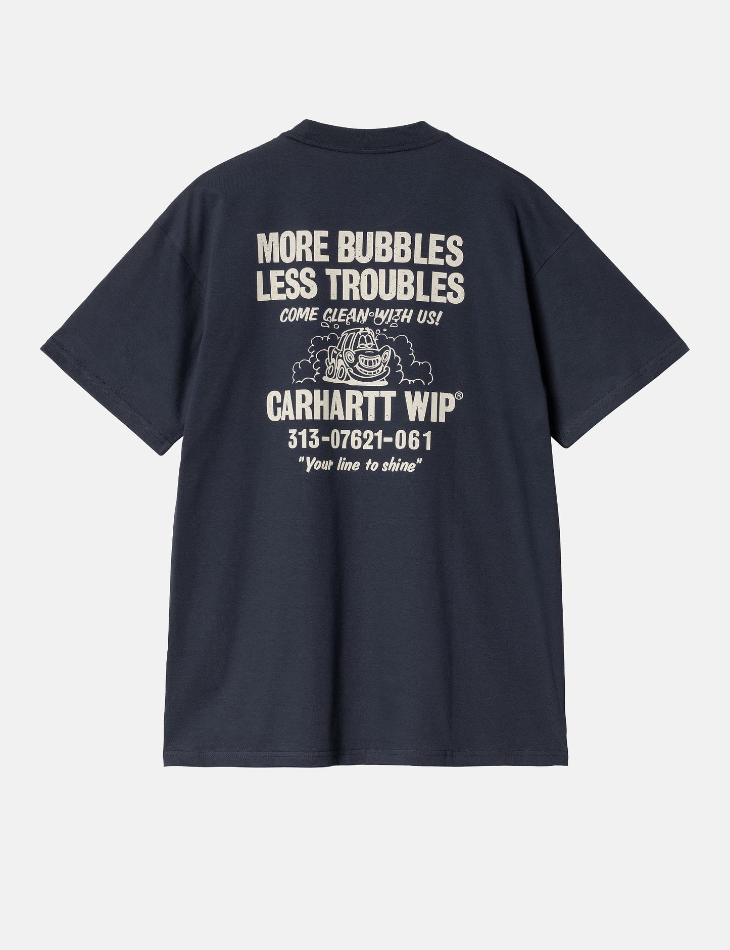 T-shirt Less Troubles (ample) - Bleu/Cire