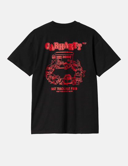 T-shirt Fast Food (ample) - Noir/Rouge