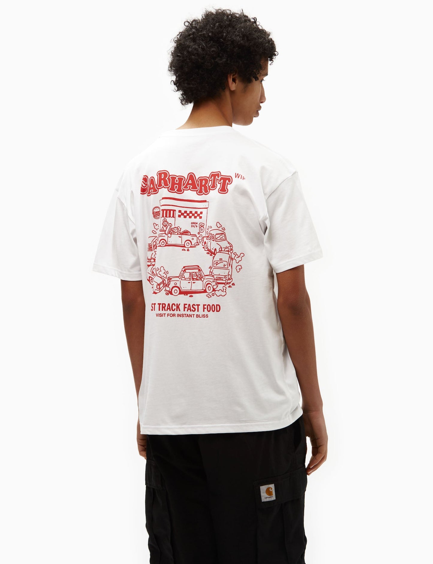 T-shirt Fast-food (Ample) - Blanc/Rouge