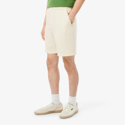 Short en sergé de lin mélangé, coupe droite