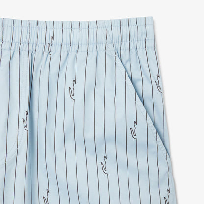 Short en coton rayé imprimé crocodile