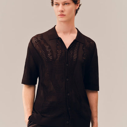 Chemise en maille ajourée crocodile